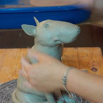 Oxford Ceramics Fair 2014 - Marie Prett building a bull terrier
